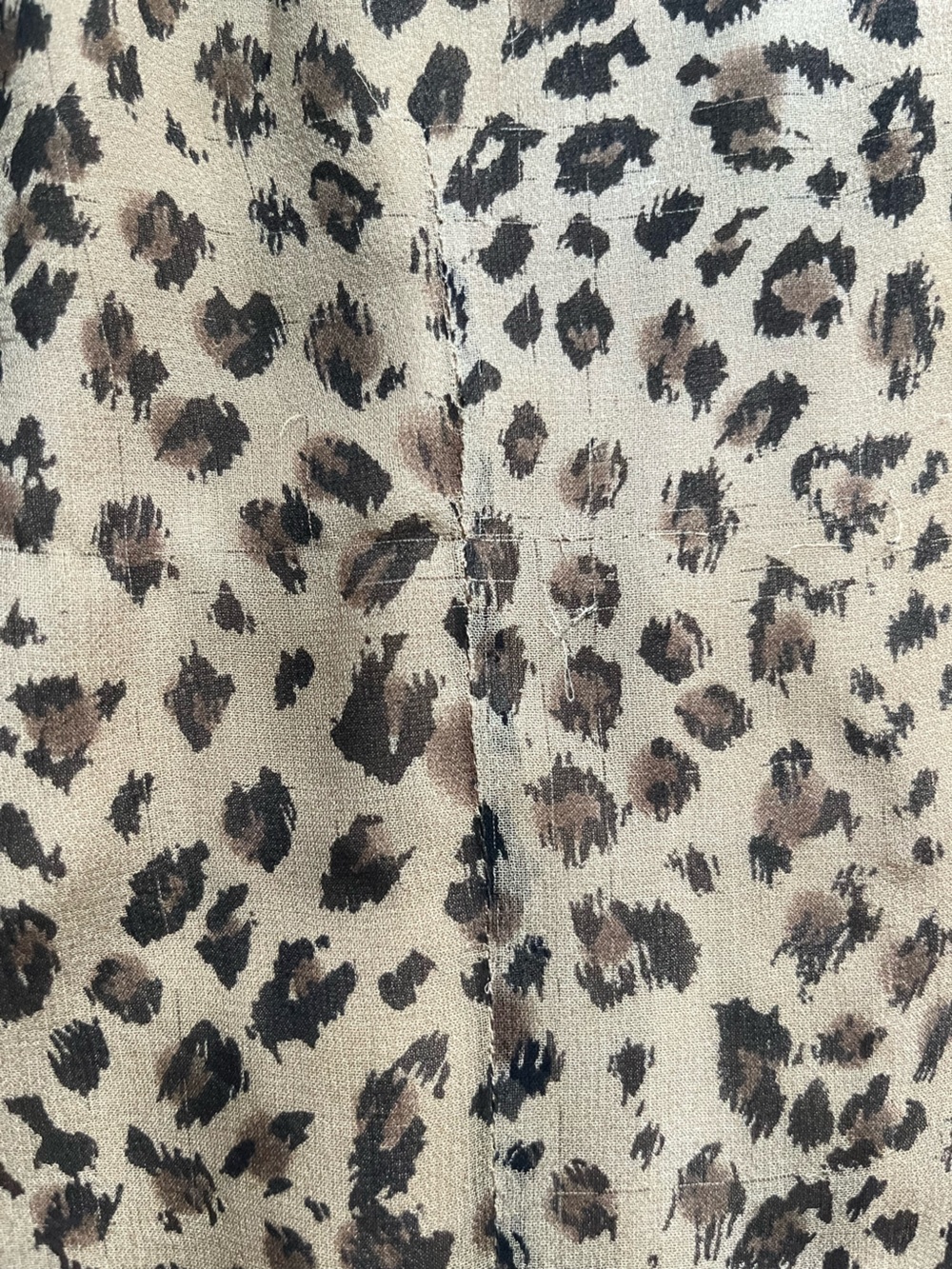 Allison Joy Leopard Print Brown Ruffle V Neck 100% Silk Size 3X Animal Lined Fun - Picture 9 of 10
